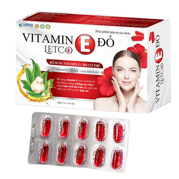Vitamin E Đỏ Letco, hỗ trợ làm đẹp da, hạn chế lão hóa da
